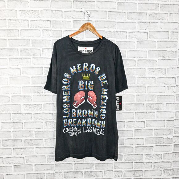 Roots of Fighting Big Brown Breakdown Tee Shirt sunfaded Black size 2XL - Picture 1 of 10